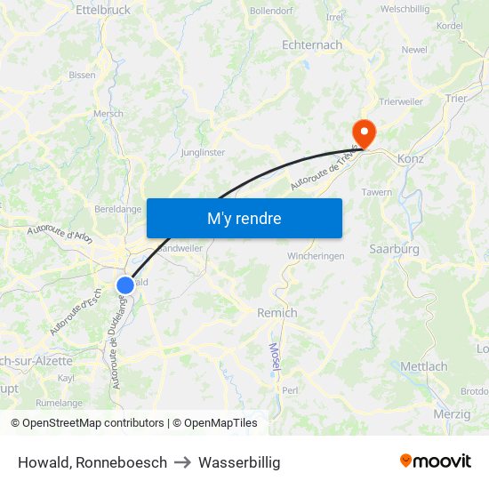 Howald, Ronneboesch to Wasserbillig map