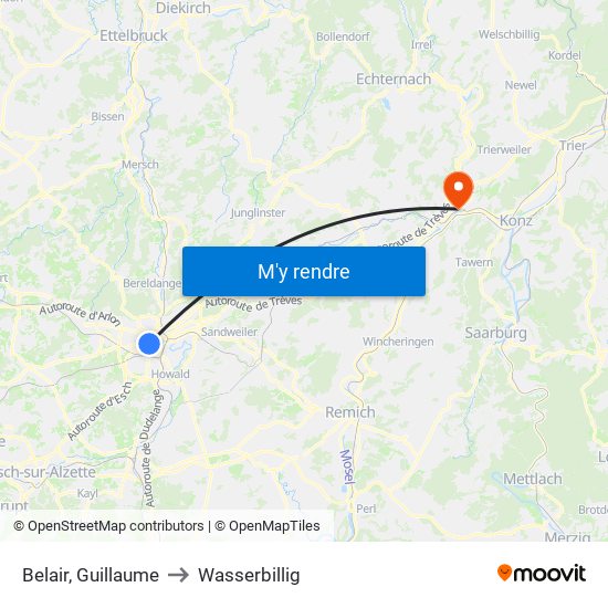 Belair, Guillaume to Wasserbillig map