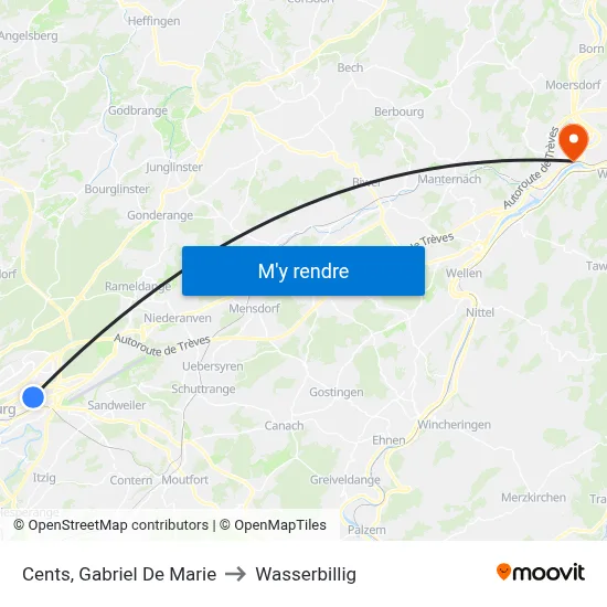 Cents, Gabriel De Marie to Wasserbillig map