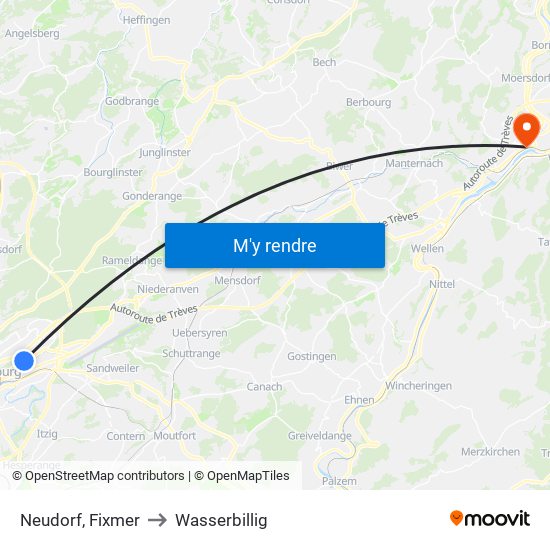 Neudorf, Fixmer to Wasserbillig map