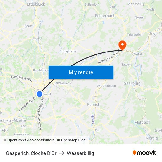 Gasperich, Cloche D'Or to Wasserbillig map