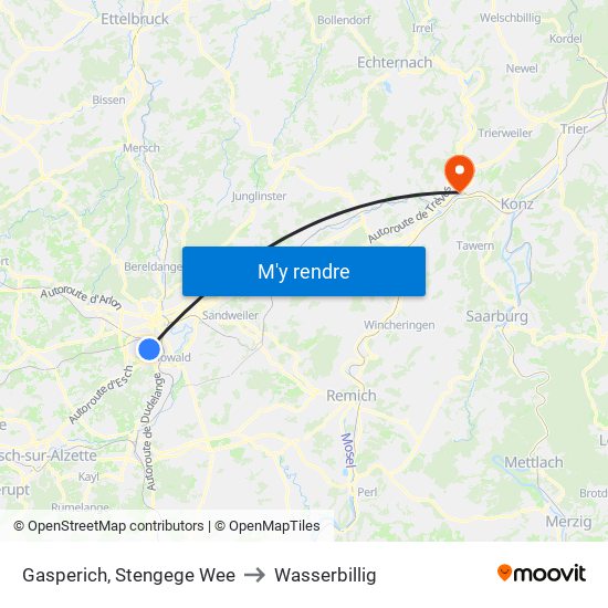 Gasperich, Stengege Wee to Wasserbillig map