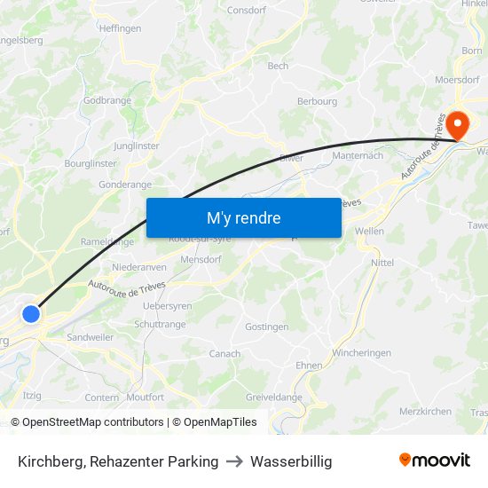 Kirchberg, Rehazenter Parking to Wasserbillig map