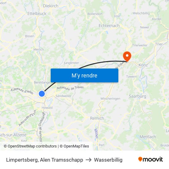 Limpertsberg, Alen Tramsschapp to Wasserbillig map