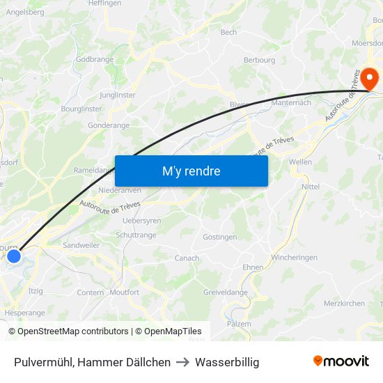 Pulvermühl, Hammer Dällchen to Wasserbillig map