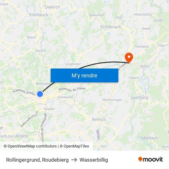 Rollingergrund, Roudebierg to Wasserbillig map