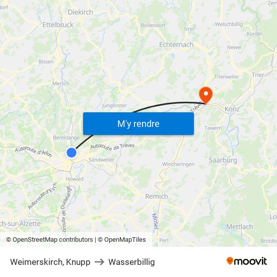 Weimerskirch, Knupp to Wasserbillig map