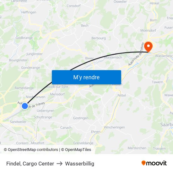 Findel, Cargo Center to Wasserbillig map