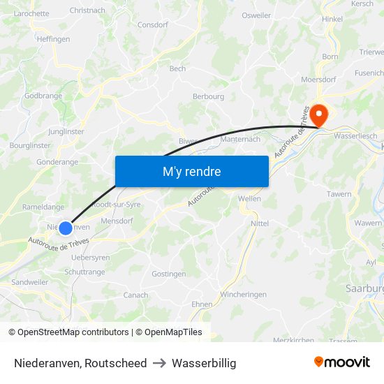 Niederanven, Routscheed to Wasserbillig map