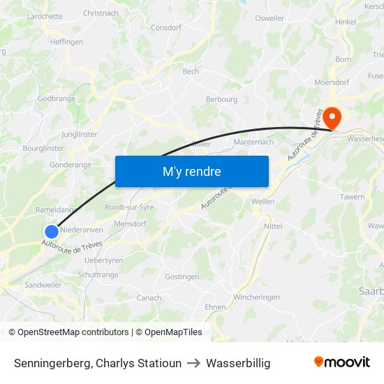 Senningerberg, Charlys Statioun to Wasserbillig map