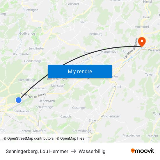 Senningerberg, Lou Hemmer to Wasserbillig map