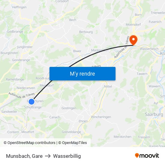 Munsbach, Gare to Wasserbillig map