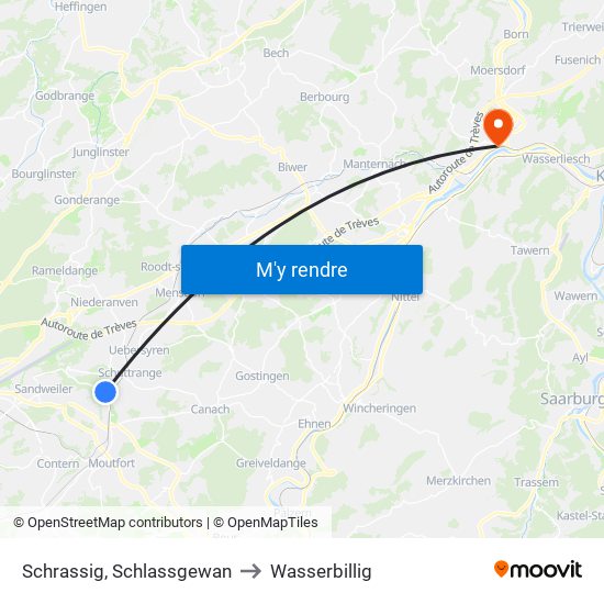 Schrassig, Schlassgewan to Wasserbillig map