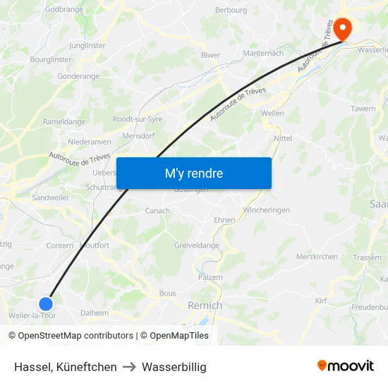 Hassel, Küneftchen to Wasserbillig map