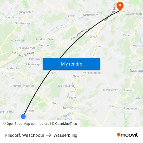 Filsdorf, Wäschbour to Wasserbillig map