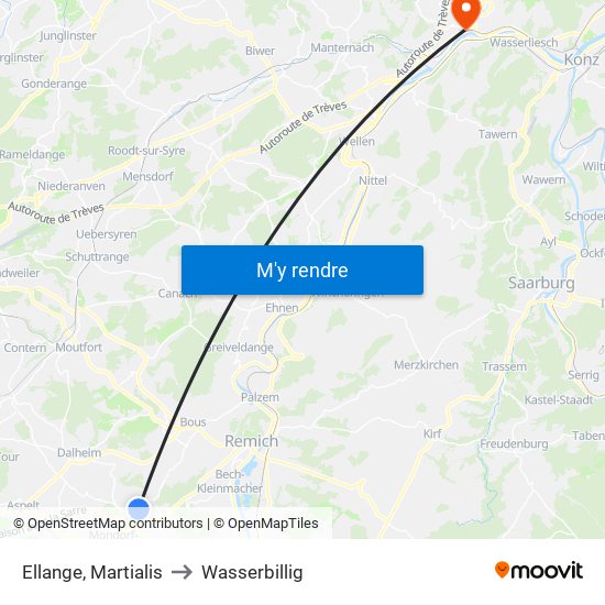 Ellange, Martialis to Wasserbillig map