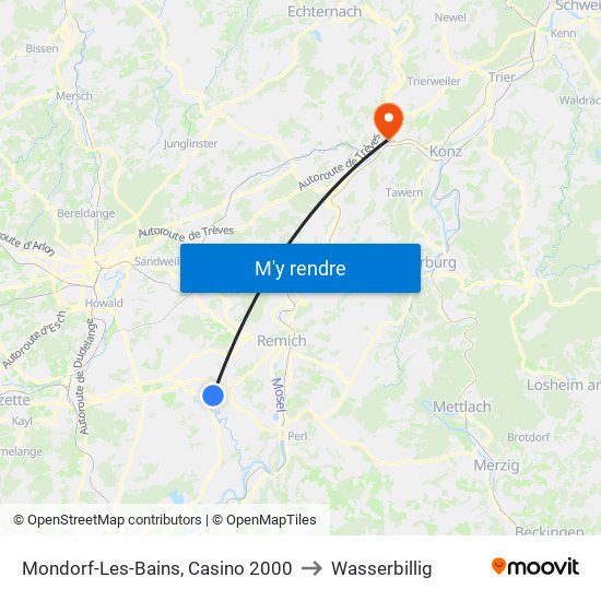 Mondorf-Les-Bains, Casino 2000 to Wasserbillig map