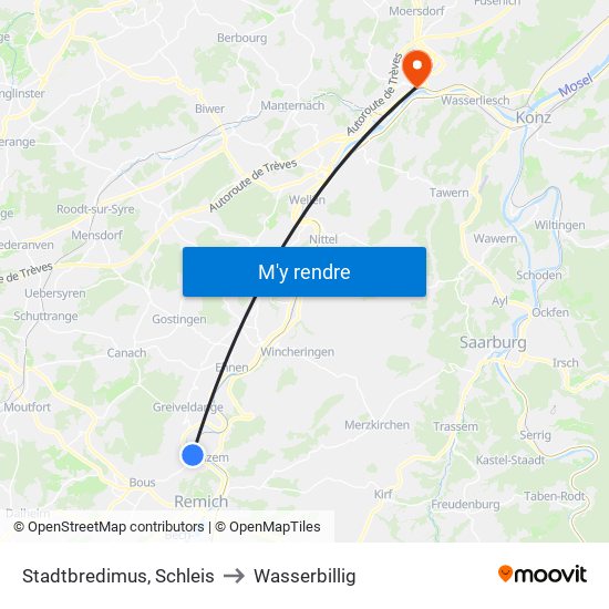 Stadtbredimus, Schleis to Wasserbillig map