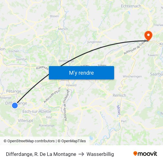 Differdange, R. De La Montagne to Wasserbillig map