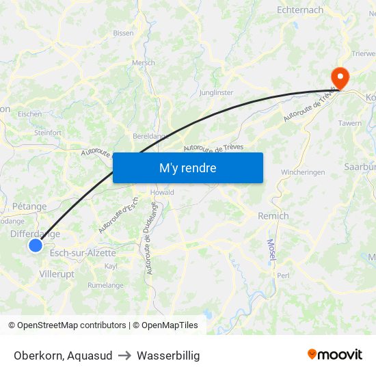 Oberkorn, Aquasud to Wasserbillig map