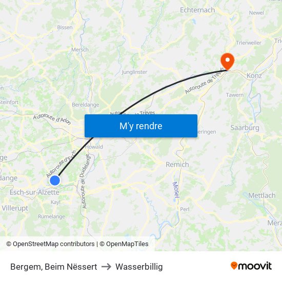 Bergem, Beim Nëssert to Wasserbillig map