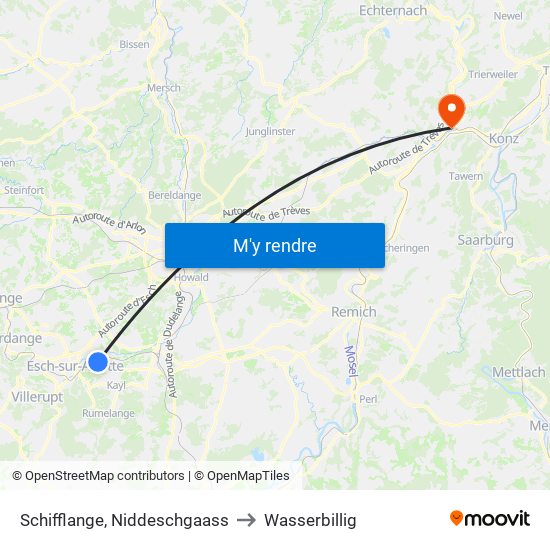 Schifflange, Niddeschgaass to Wasserbillig map