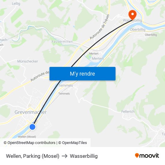 Wellen, Parking (Mosel) to Wasserbillig map