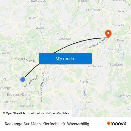 Reckange-Sur-Mess, Kierfecht to Wasserbillig map