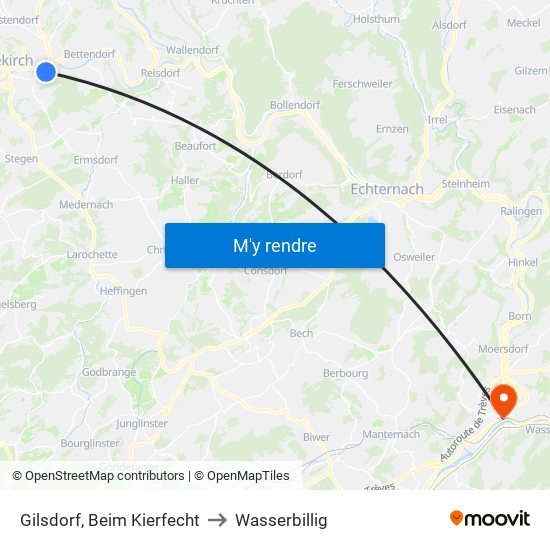 Gilsdorf, Beim Kierfecht to Wasserbillig map