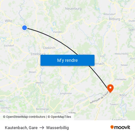 Kautenbach, Gare to Wasserbillig map