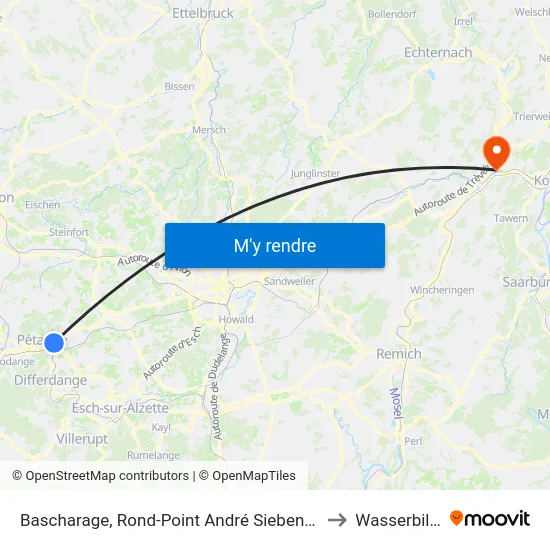 Bascharage, Rond-Point André Siebenbour to Wasserbillig map