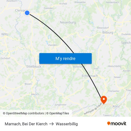 Marnach, Bei Der Kierch to Wasserbillig map
