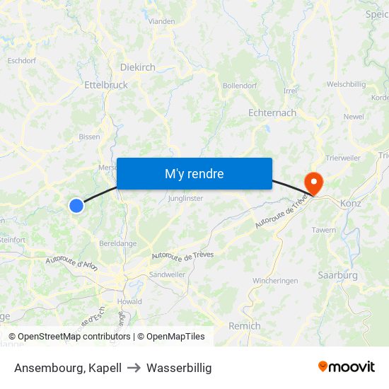 Ansembourg, Kapell to Wasserbillig map