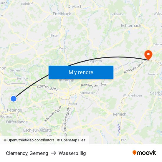 Clemency, Gemeng to Wasserbillig map