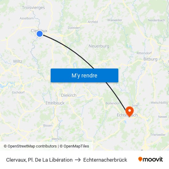 Clervaux, Pl. De La Libération to Echternacherbrück map