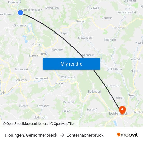 Hosingen, Gemönnerbréck to Echternacherbrück map