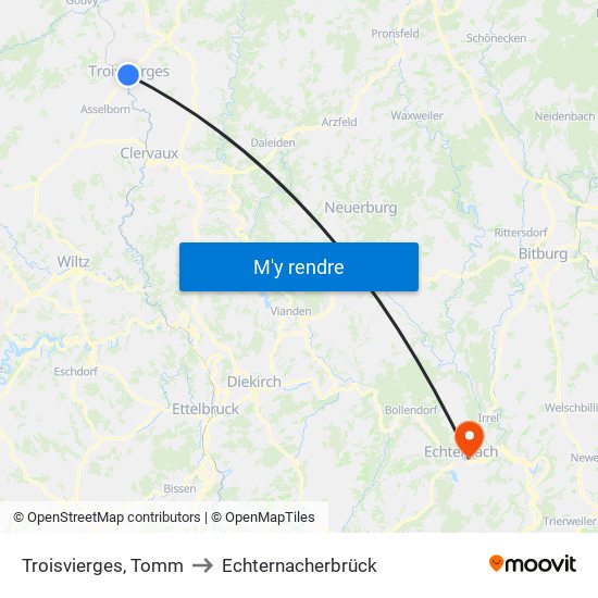 Troisvierges, Tomm to Echternacherbrück map