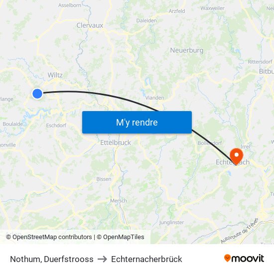 Nothum, Duerfstrooss to Echternacherbrück map