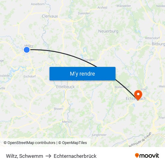 Wiltz, Schwemm to Echternacherbrück map