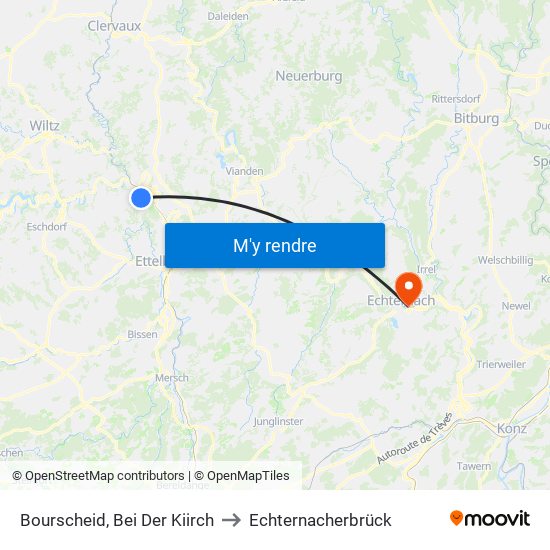 Bourscheid, Bei Der Kiirch to Echternacherbrück map