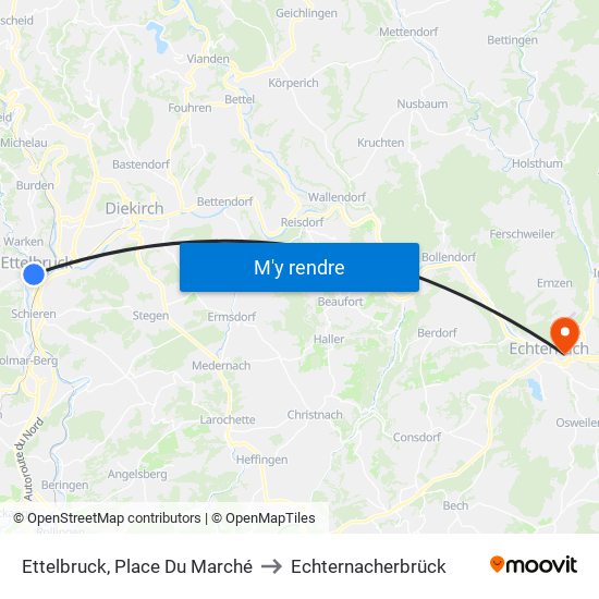 Ettelbruck, Place Du Marché to Echternacherbrück map