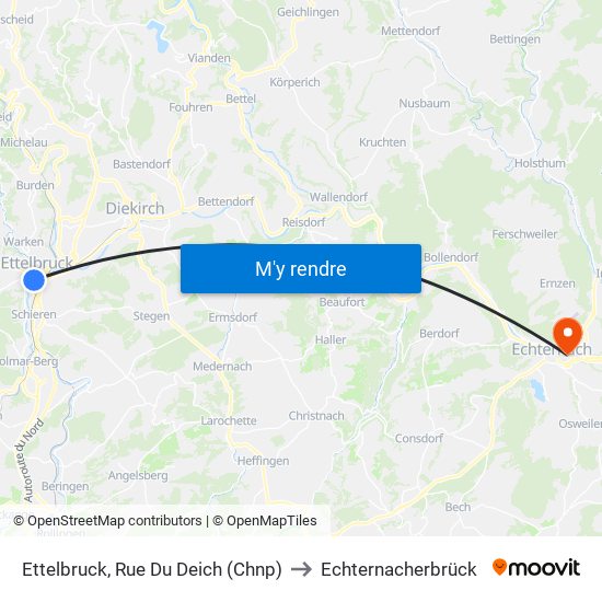 Ettelbruck, Rue Du Deich (Chnp) to Echternacherbrück map