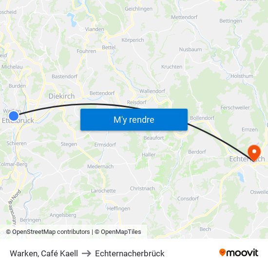 Warken, Café Kaell to Echternacherbrück map