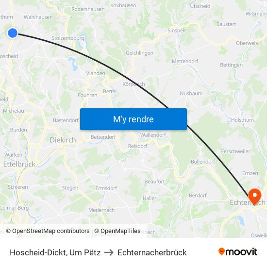 Hoscheid-Dickt, Um Pëtz to Echternacherbrück map