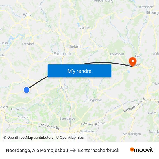 Noerdange, Ale Pompjesbau to Echternacherbrück map