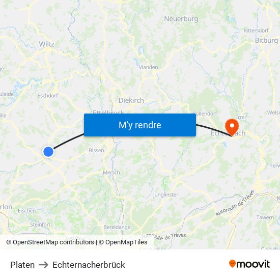 Platen to Echternacherbrück map