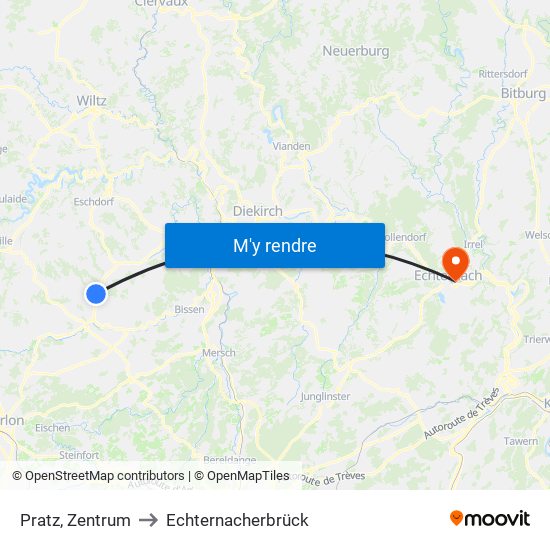 Pratz, Zentrum to Echternacherbrück map