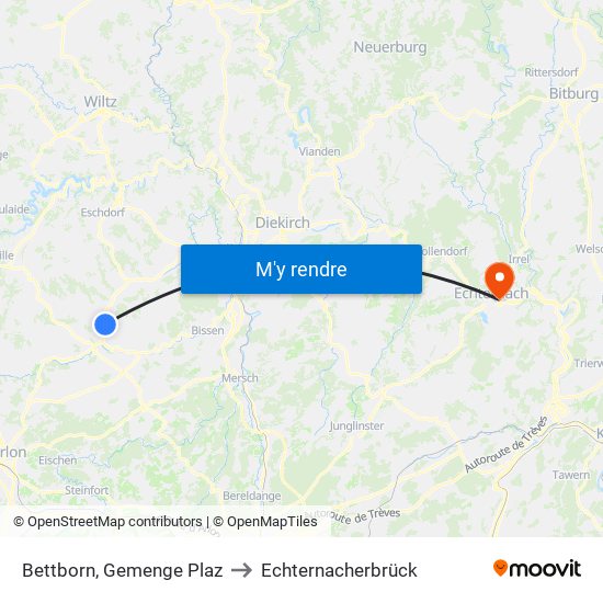 Bettborn, Gemenge Plaz to Echternacherbrück map