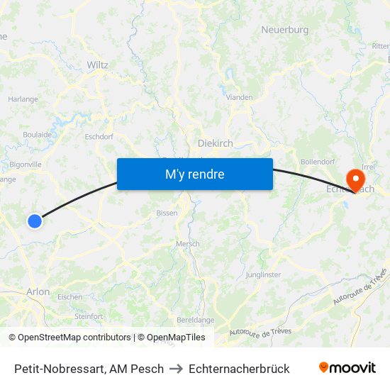 Petit-Nobressart, AM Pesch to Echternacherbrück map