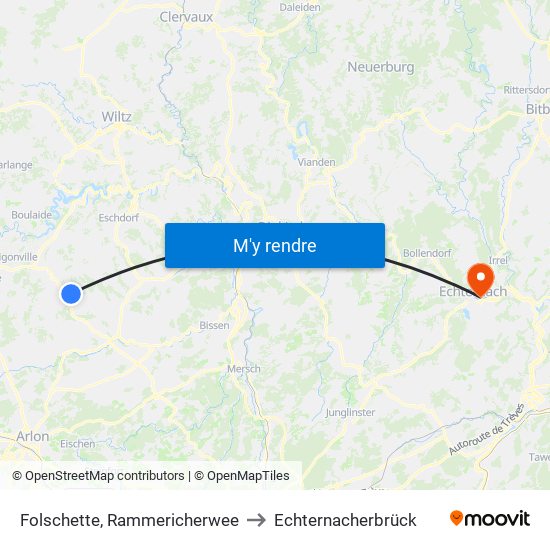 Folschette, Rammericherwee to Echternacherbrück map
